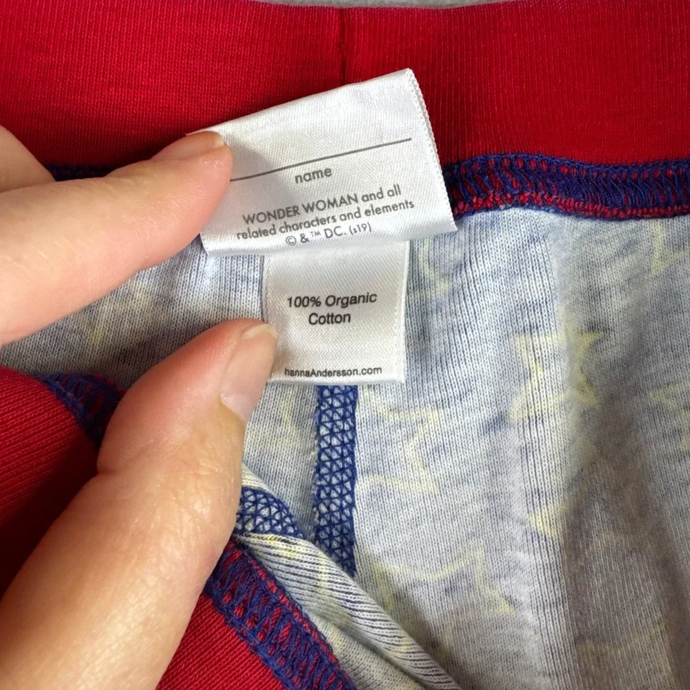 Hanna Andersson Pajama Pants Kids L Blue Star Wonder Woman Organic Cotton (1483)
